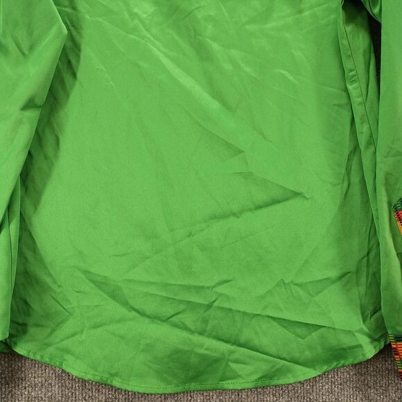 Zeroyaa Mens Button Front Shirt Green Small Printed Trim Pocket - Picture 7 of 12